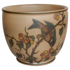 Vintage Art Deco Ceramic Flower Pot, Cachepot by Lauritz Hjorth, Bornholm, Denmark