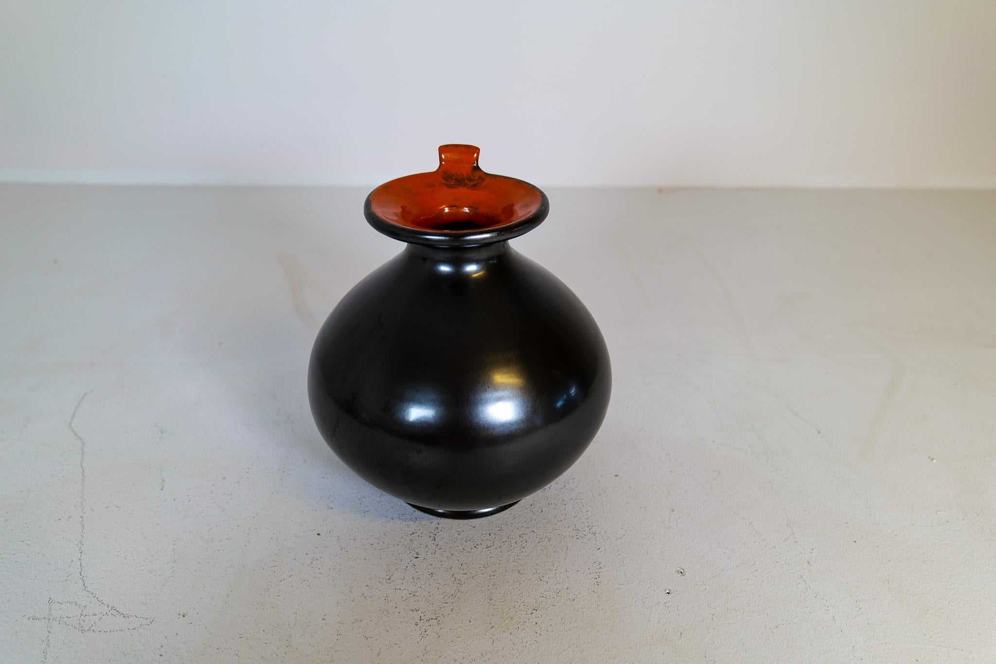 Art Deco Ceramic Globe Vase Ekeby, Sweden, 1930s For Sale 6