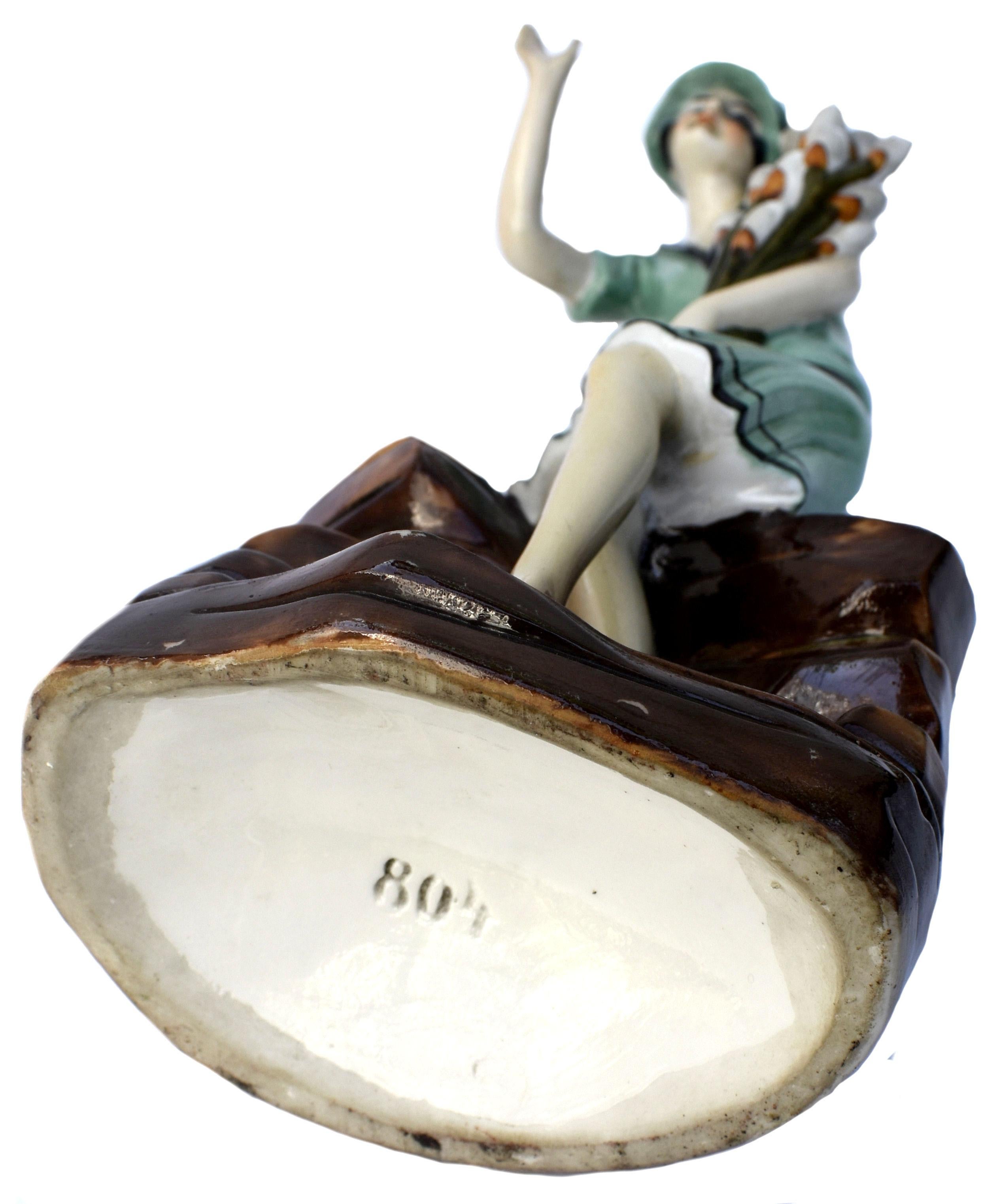 Art Deco Ceramic Hatpin Holder by Fasold & Stuach C1930 1