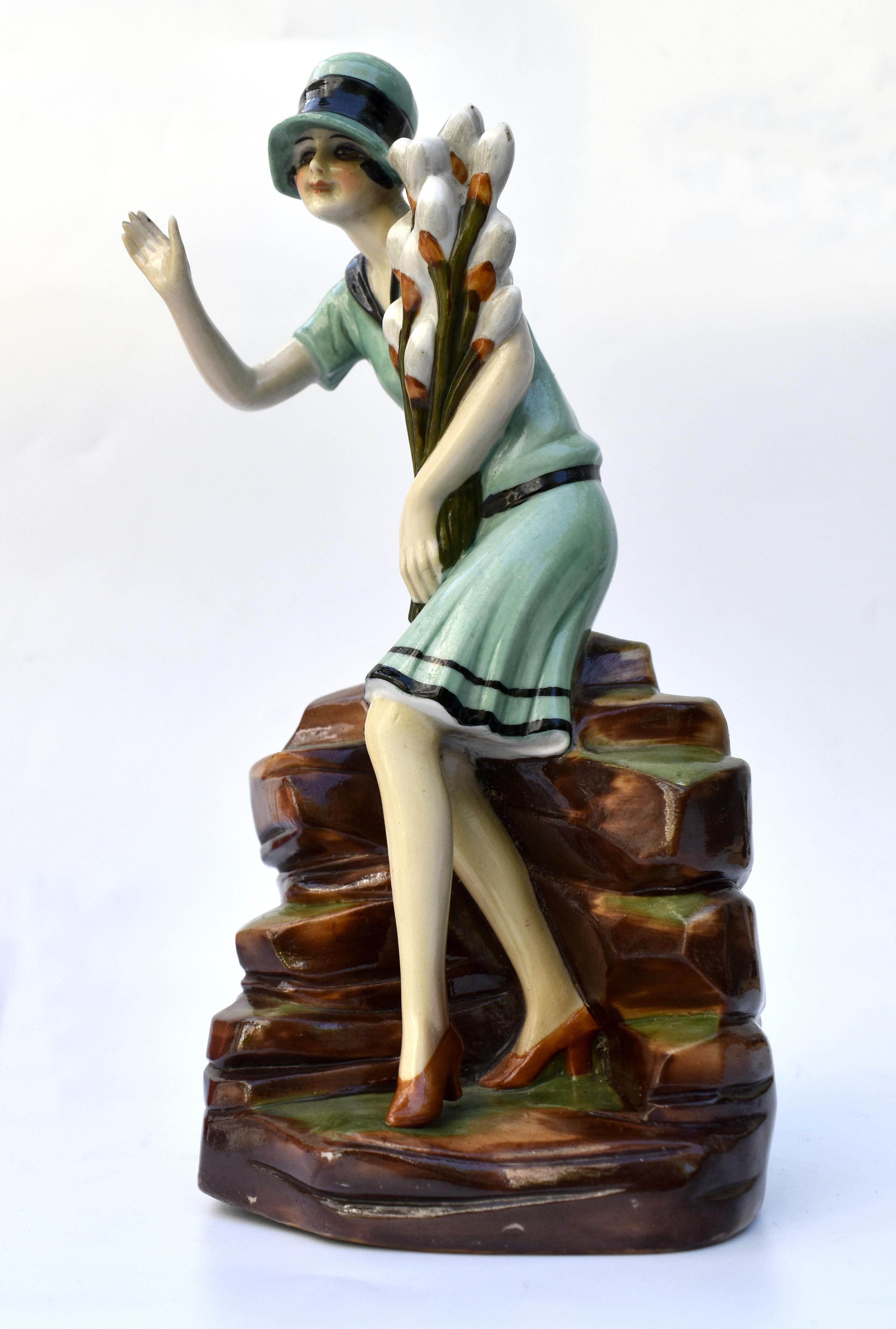 Art Deco Ceramic Hatpin Holder by Fasold & Stuach C1930 2