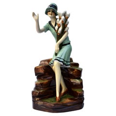 Art Deco Ceramic Hatpin Holder by Fasold & Stuach C1930