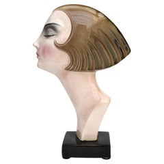 Art Deco Ceramic Head Bust by Katzhutte Hertwig & Co, c1930