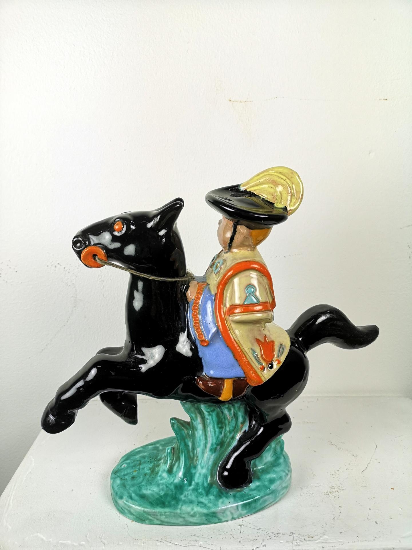Art Deco Ceramic Horseman, by Komlos, 1930's 2