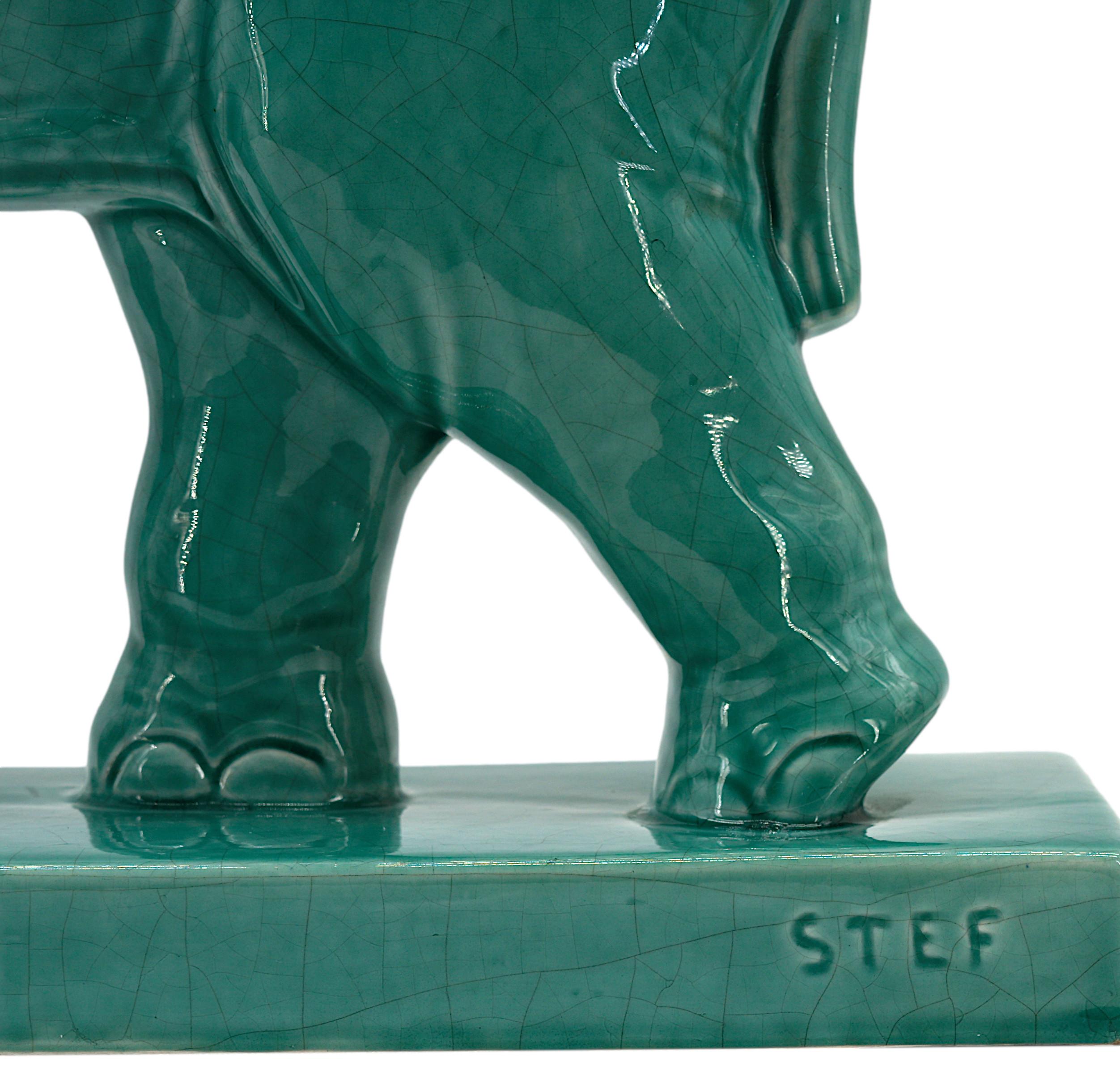 Art Deco Ceramic Mahout and his Elephant, 1920 For Sale 2