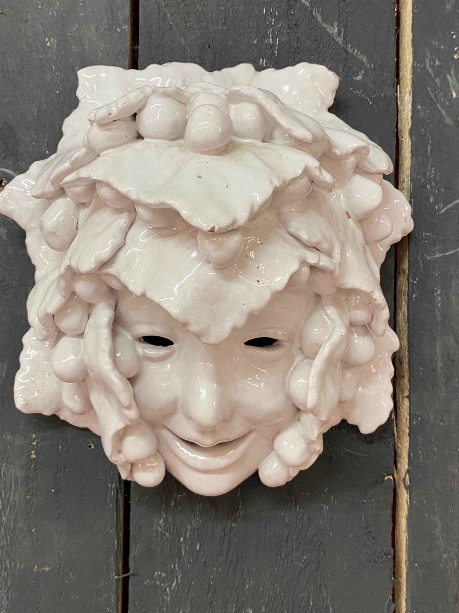 art deco ceramic mask circa 1930/1950, monogram, to identify In Good Condition For Sale In Saint-Ouen, FR