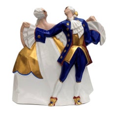Art Deco Ceramic Minuet Carnival Dancers By Atelier de la Maitrise, France