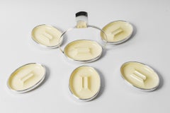 Art Deco Ceramic, Nickel Conbination Ashtray Set Vienna Around 1920s