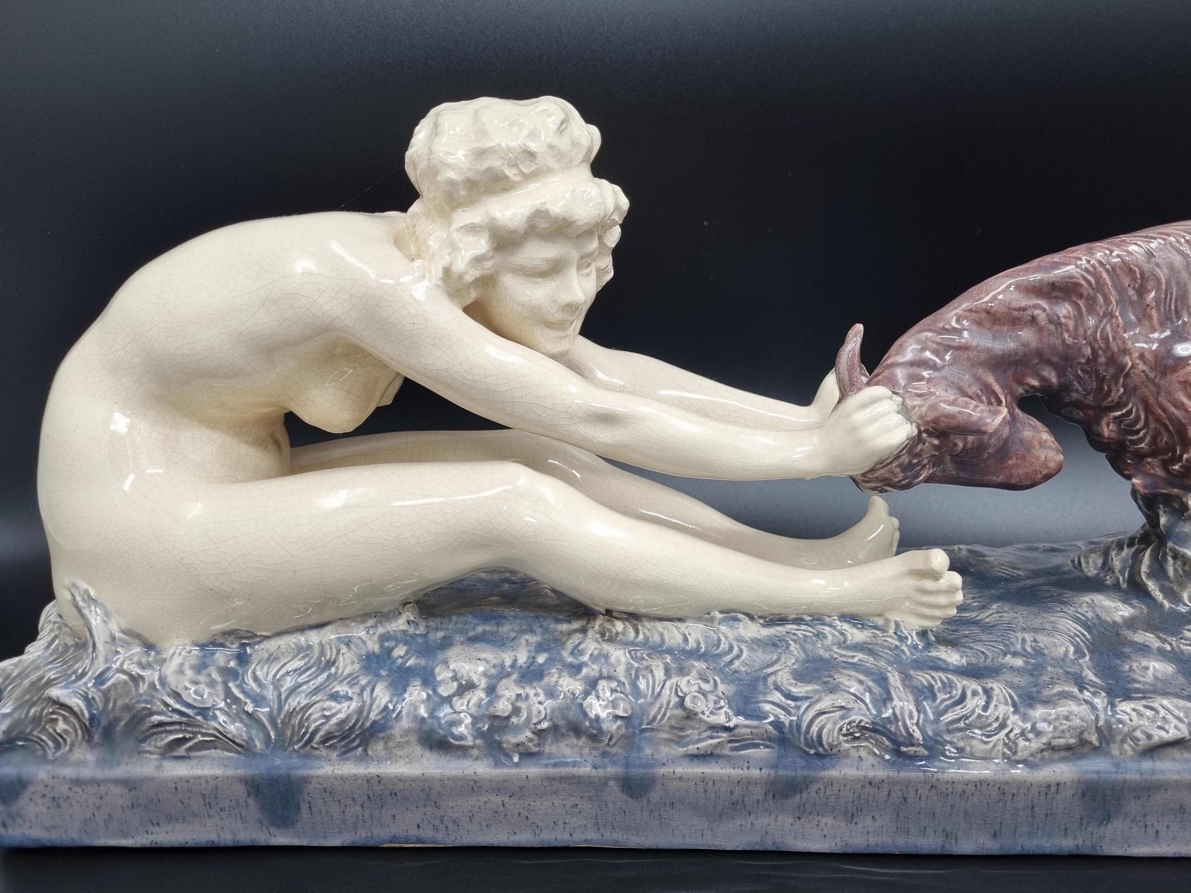 Art Deco Ceramic Nude Sculpture by Gory For Sale 4
