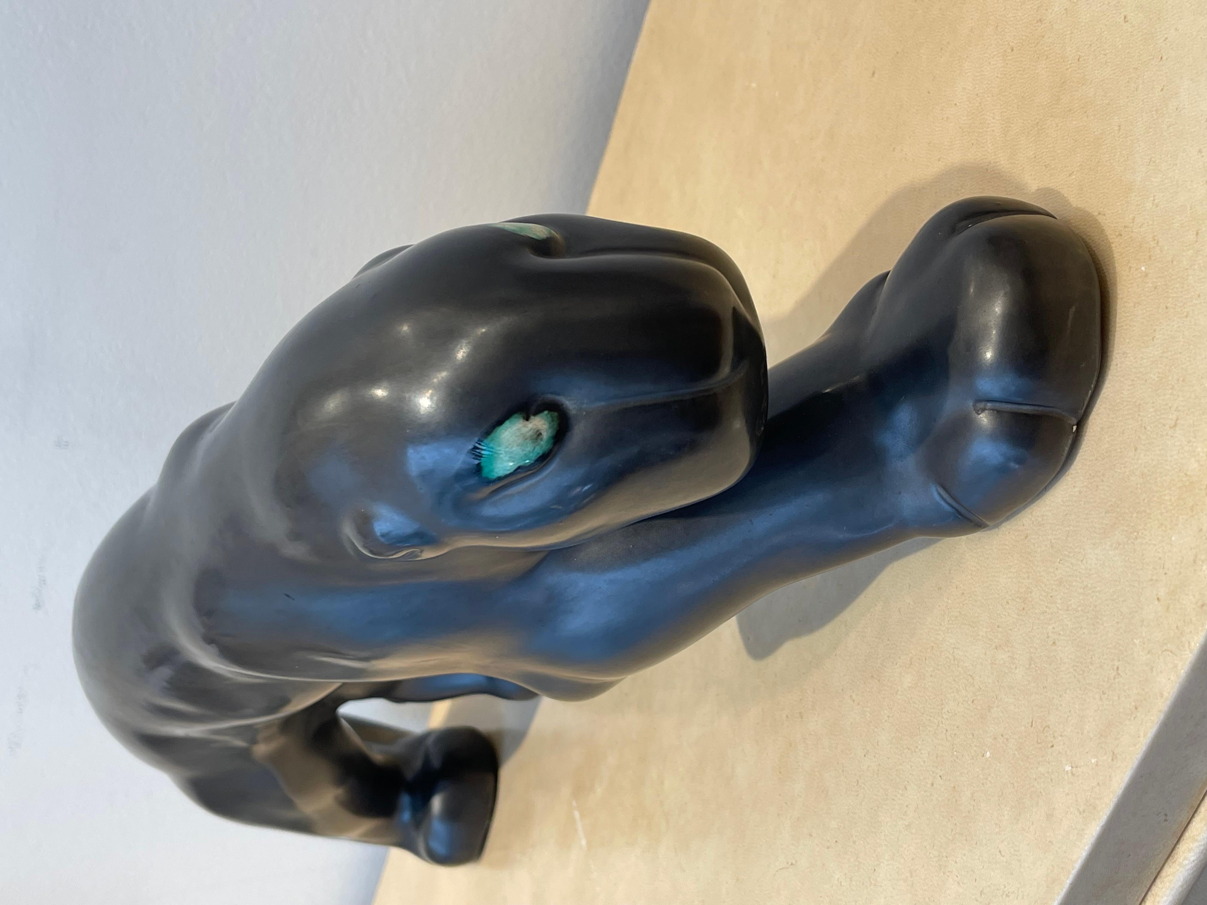 Panther aus Keramik im Art déco-Stil, Primavera im Angebot 1
