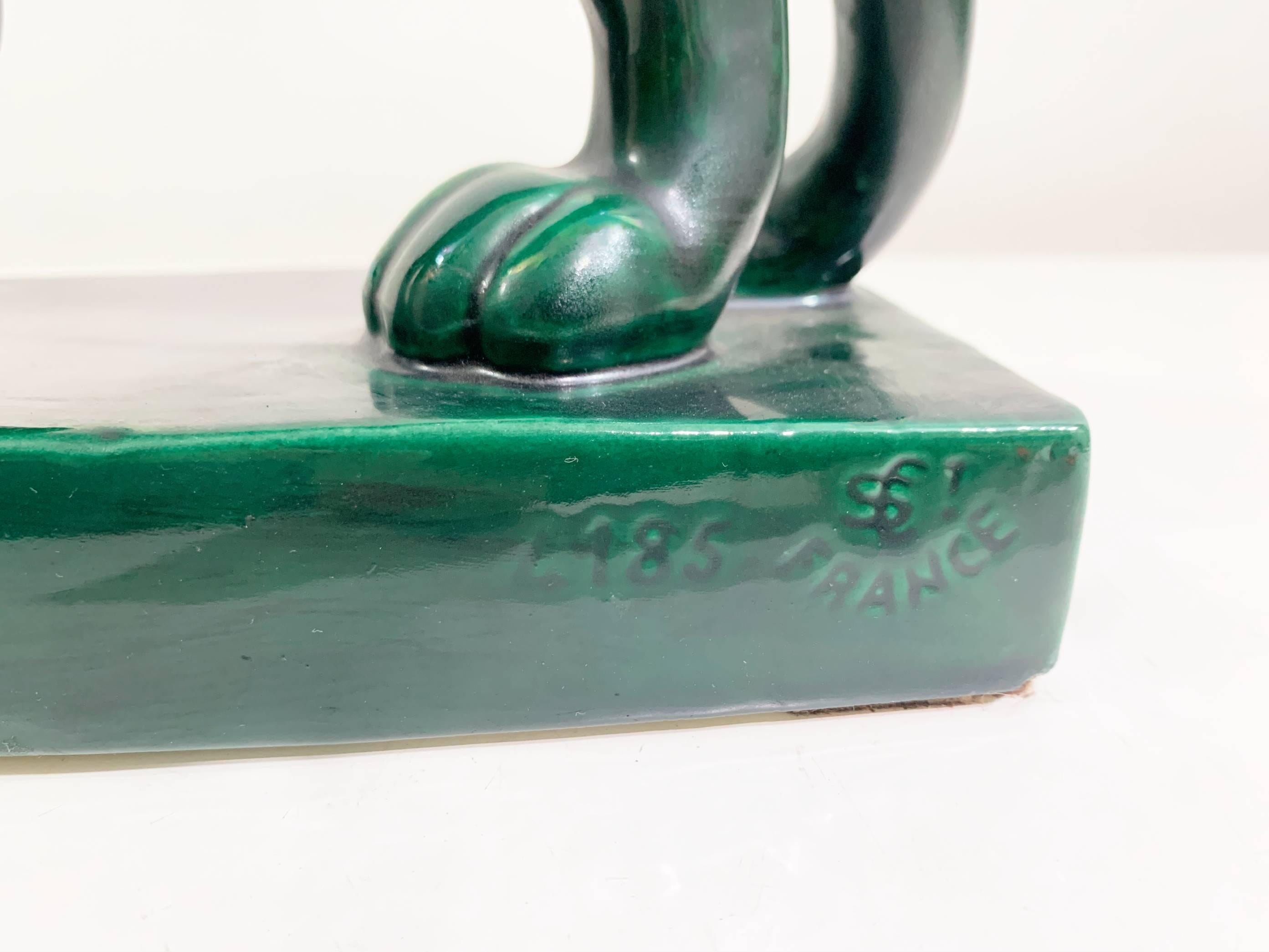 Escultura de cerámica Art Déco Pantera numerada 185  Firmado 