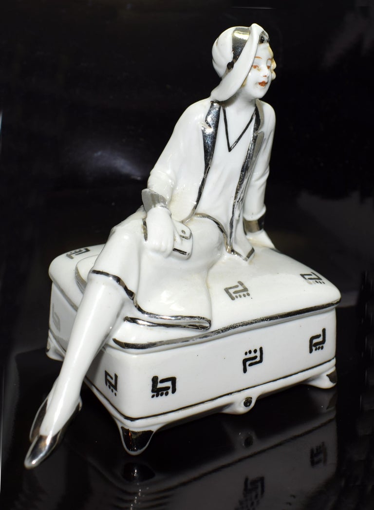 Art Deco Ceramic Powder Box, German, 1930s at 1stDibs | ceramic powder art