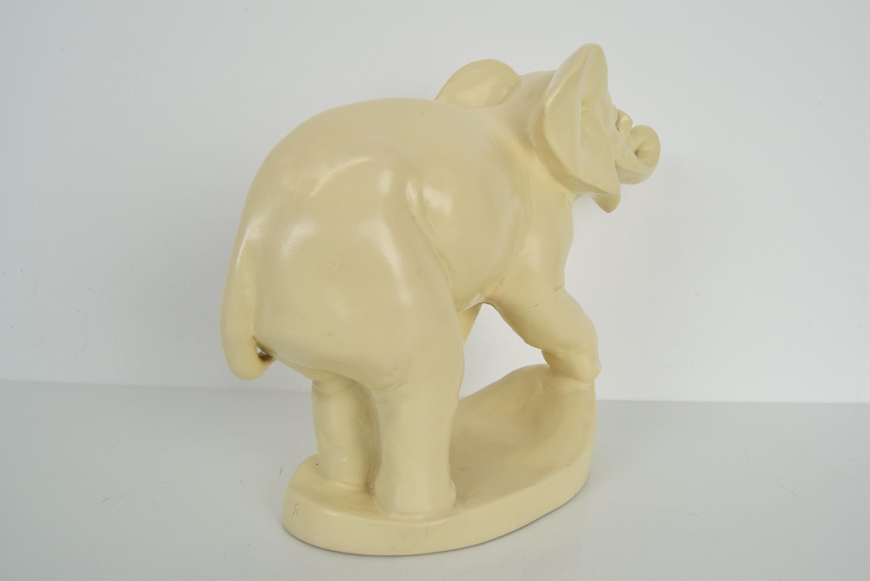 Art Deco Ceramic Sculpture Elephant, Czechoslovakia, 1930s For Sale 5