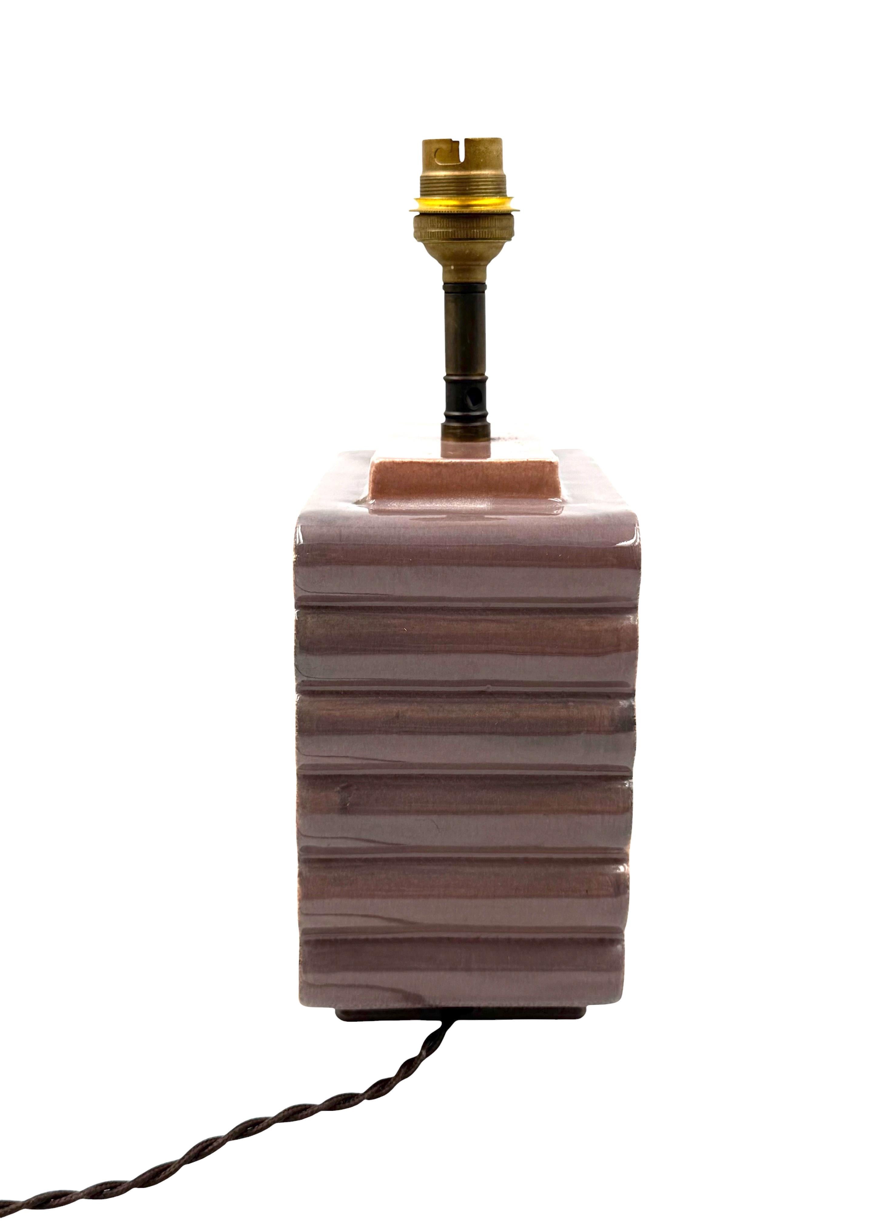 Art deco ceramic table lamp, Andre Fau Boulogne France circa 1940s en venta 4