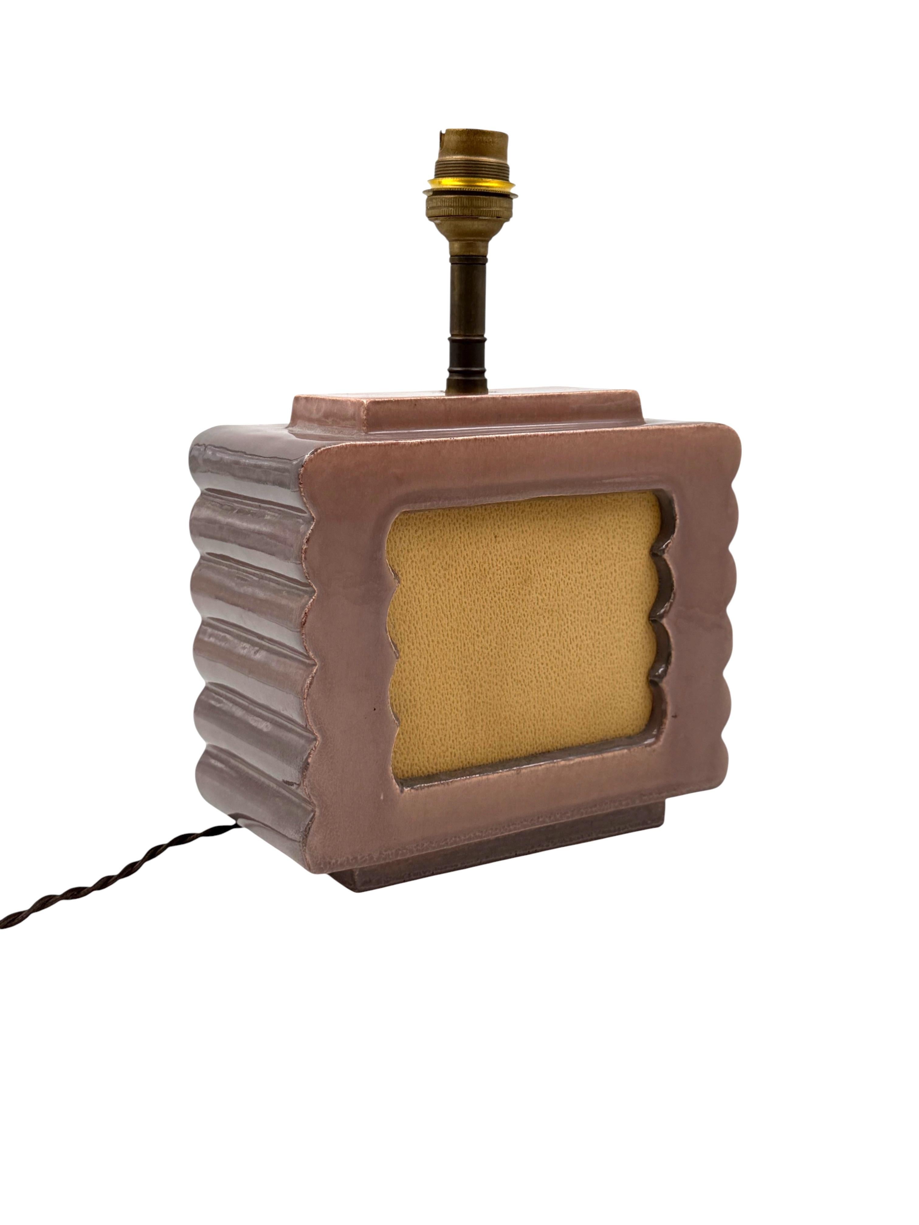 Art deco ceramic table lamp, Andre Fau Boulogne France circa 1940s en venta 7