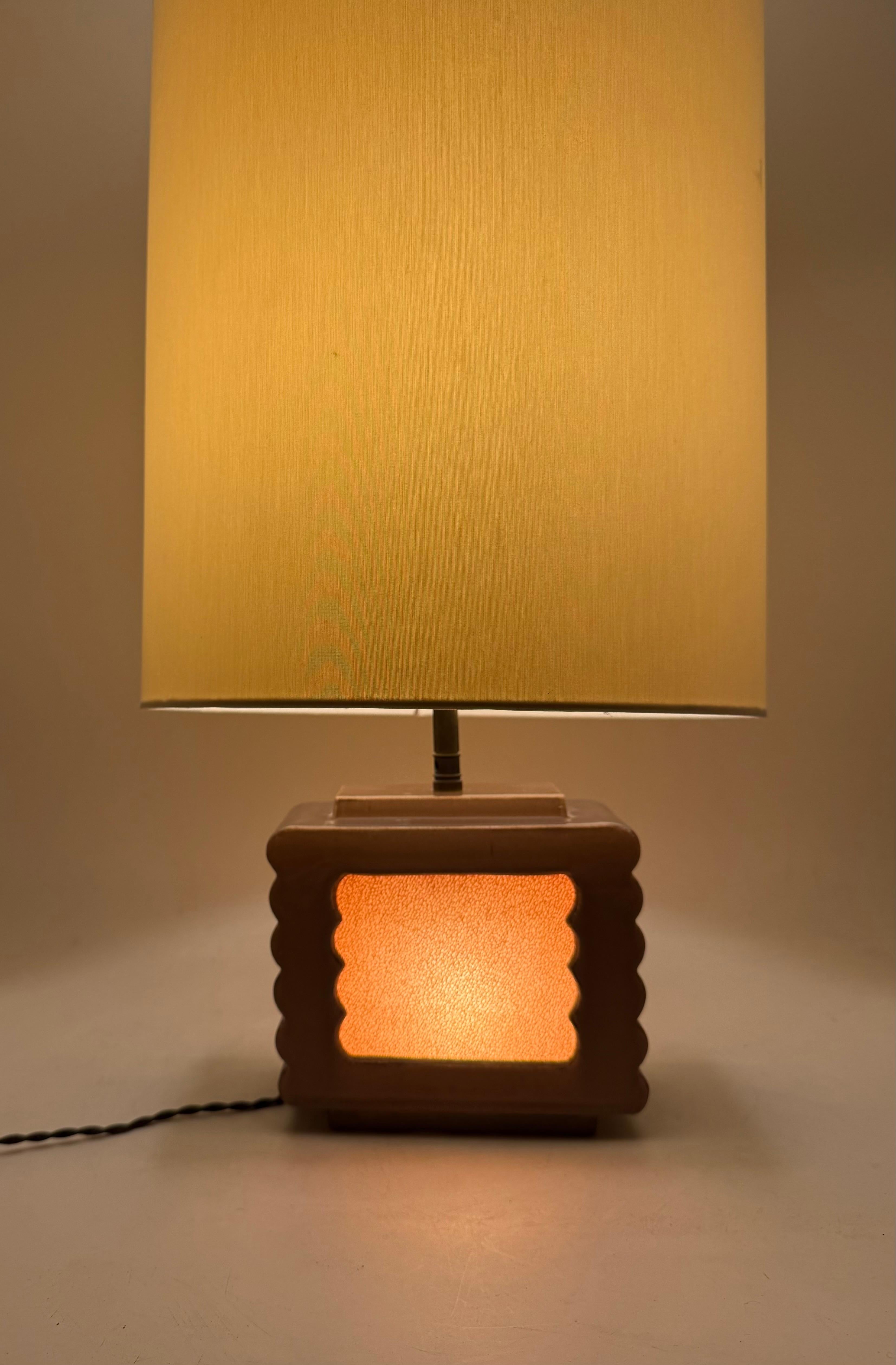 Art deco ceramic table lamp, Andre Fau Boulogne France circa 1940s en venta 10