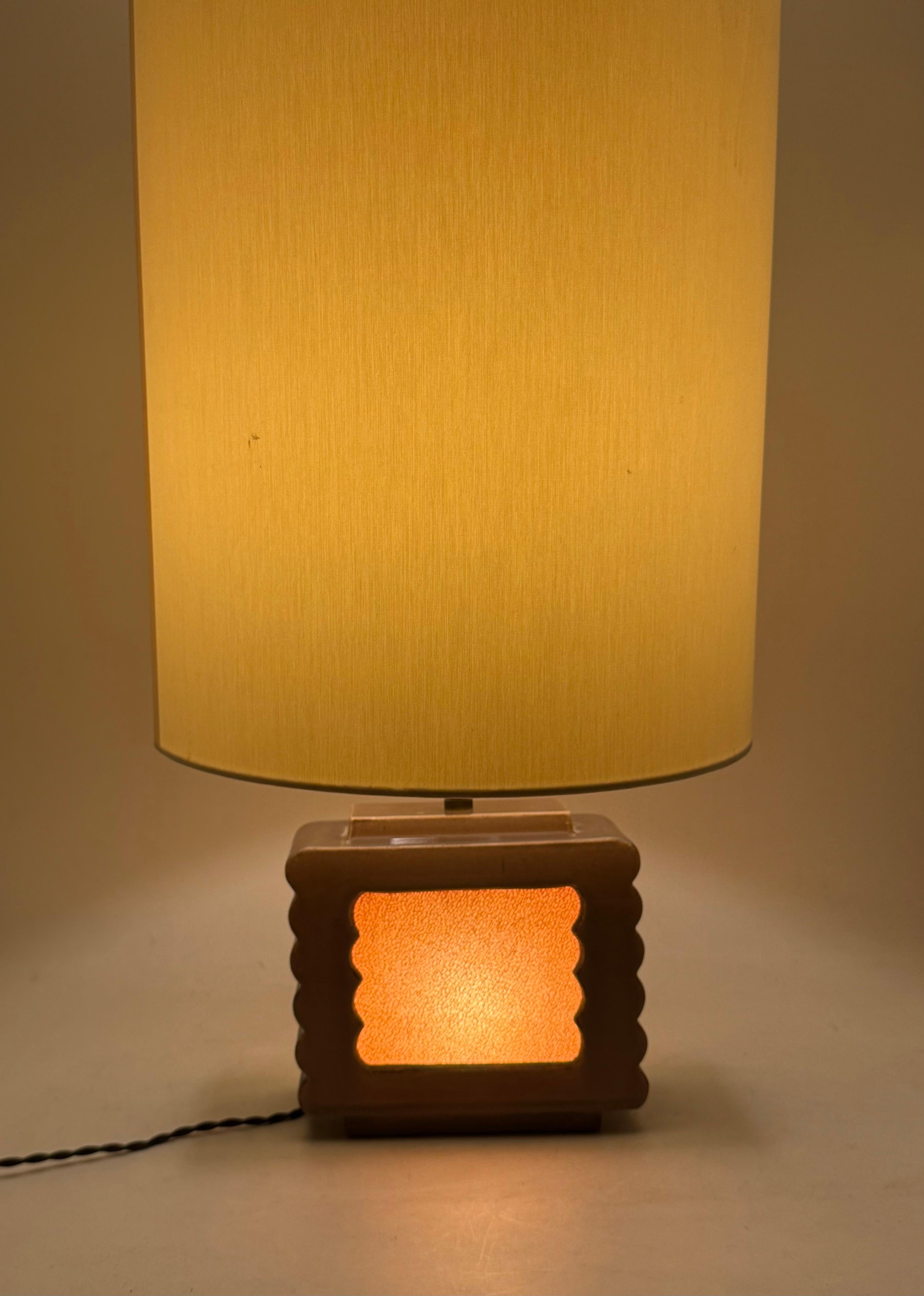 Art deco ceramic table lamp, Andre Fau Boulogne France circa 1940s en venta 11