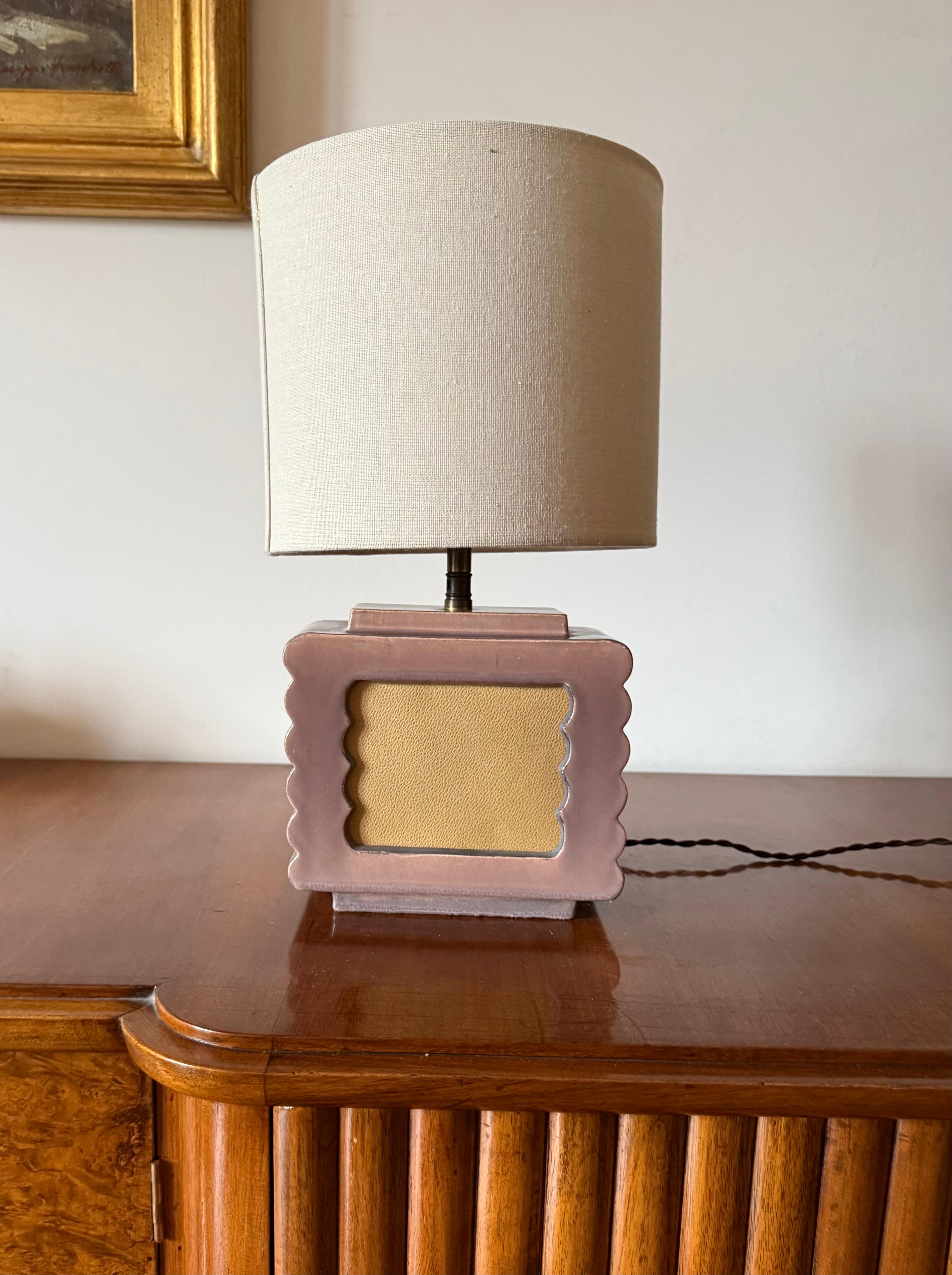 Art deco ceramic table lamp, Andre Fau Boulogne France circa 1940s Art Decó en venta