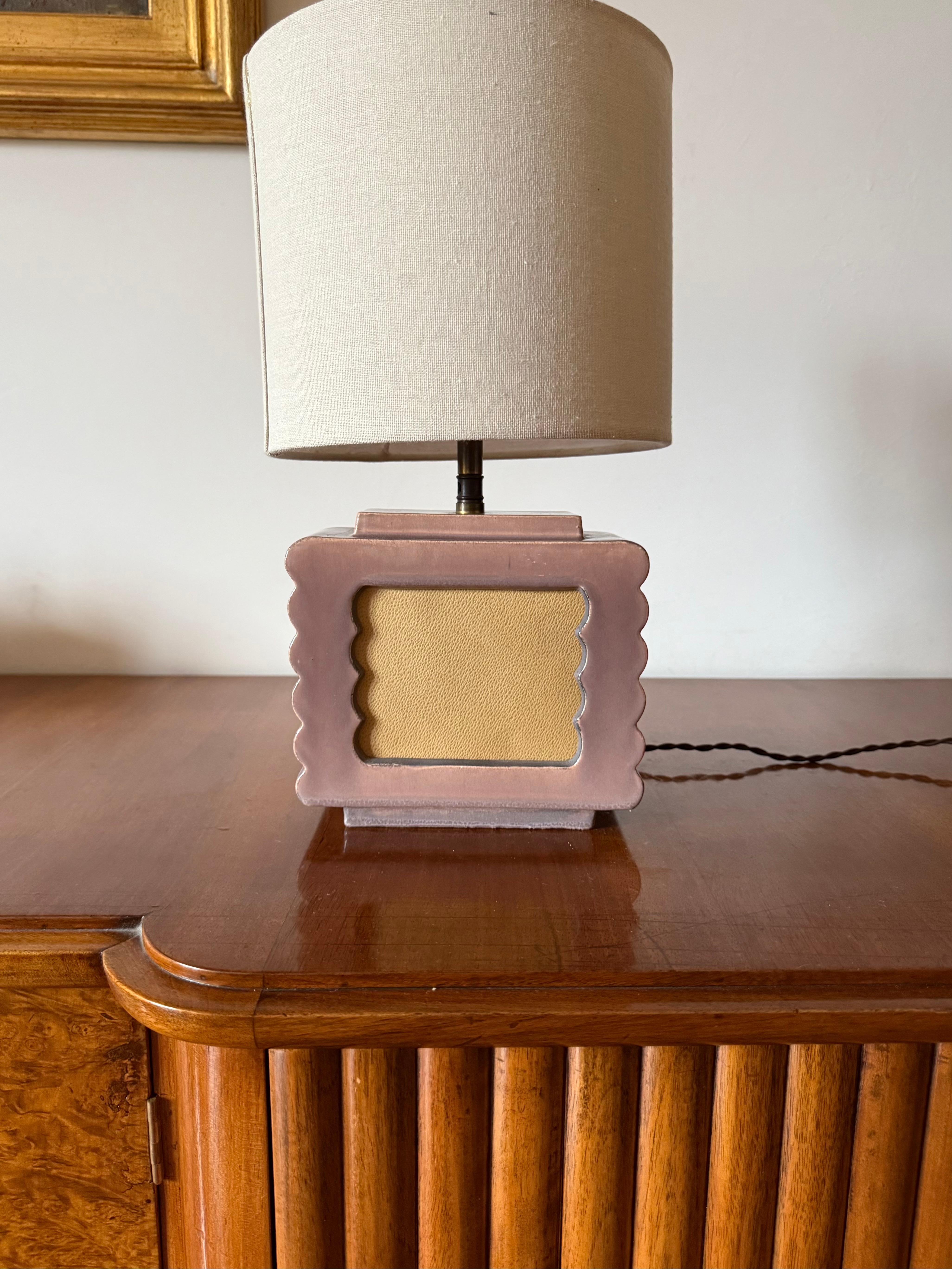 Art deco ceramic table lamp, Andre Fau Boulogne France circa 1940s French en venta
