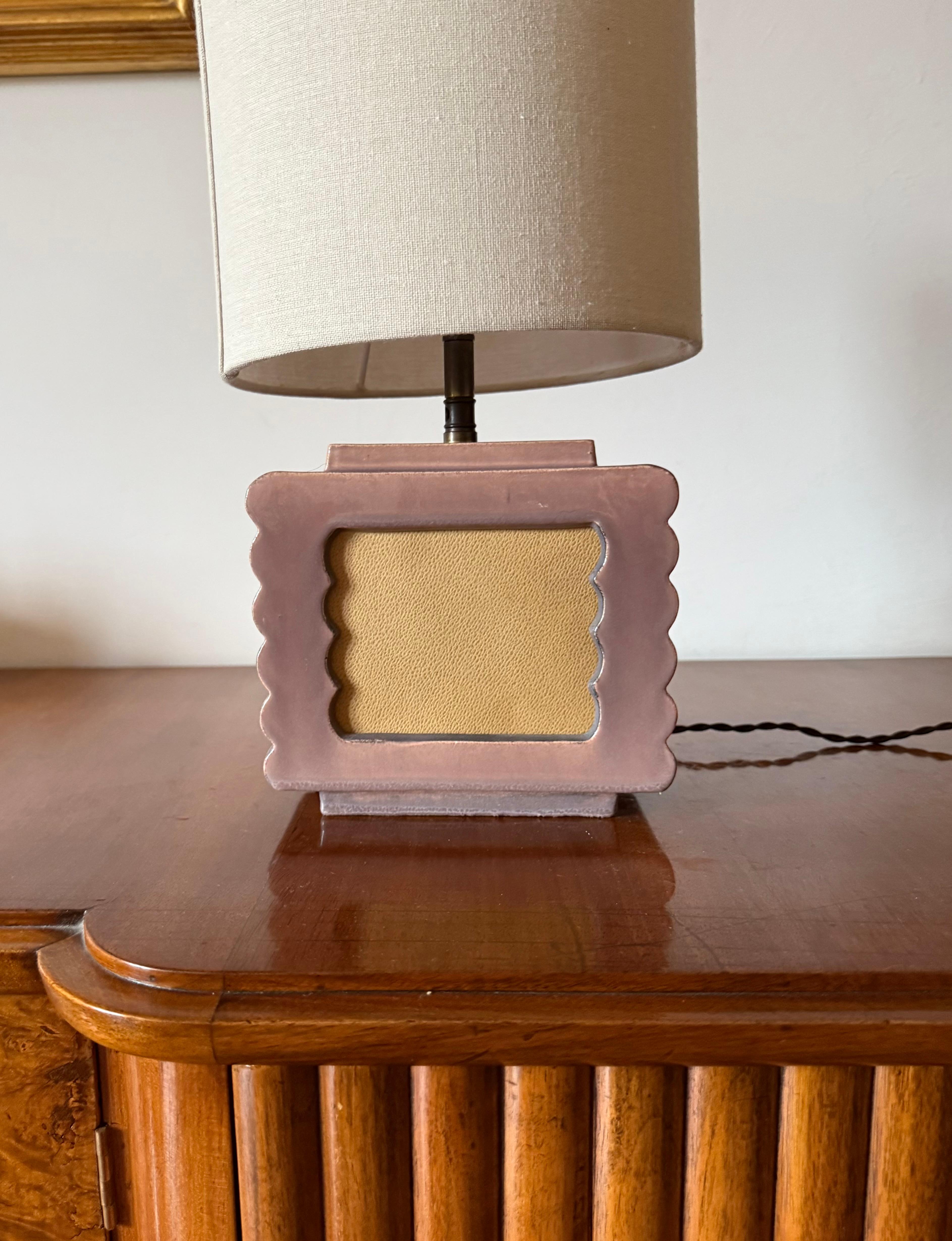 Art deco ceramic table lamp, Andre Fau Boulogne France circa 1940s en Excelente estado para la venta en Firenze, IT