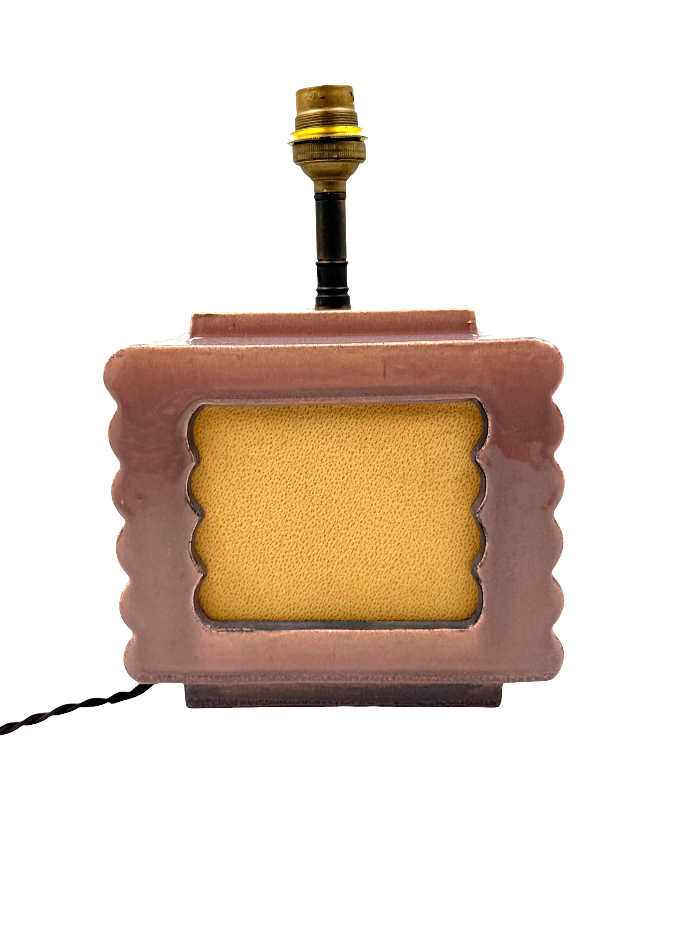 Art deco ceramic table lamp, Andre Fau Boulogne France circa 1940s en venta 2