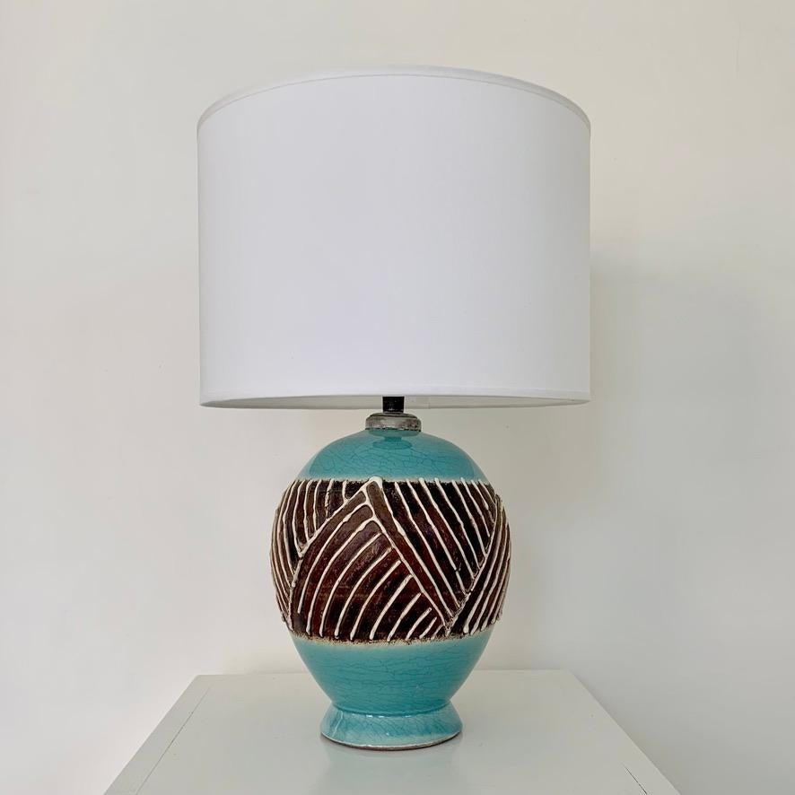 Émaillé Lampe de table Art déco en céramique, vers 1930, France. en vente