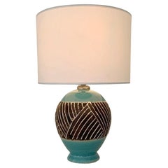 Art Deco Keramik-Tischlampe, um 1930, Frankreich.