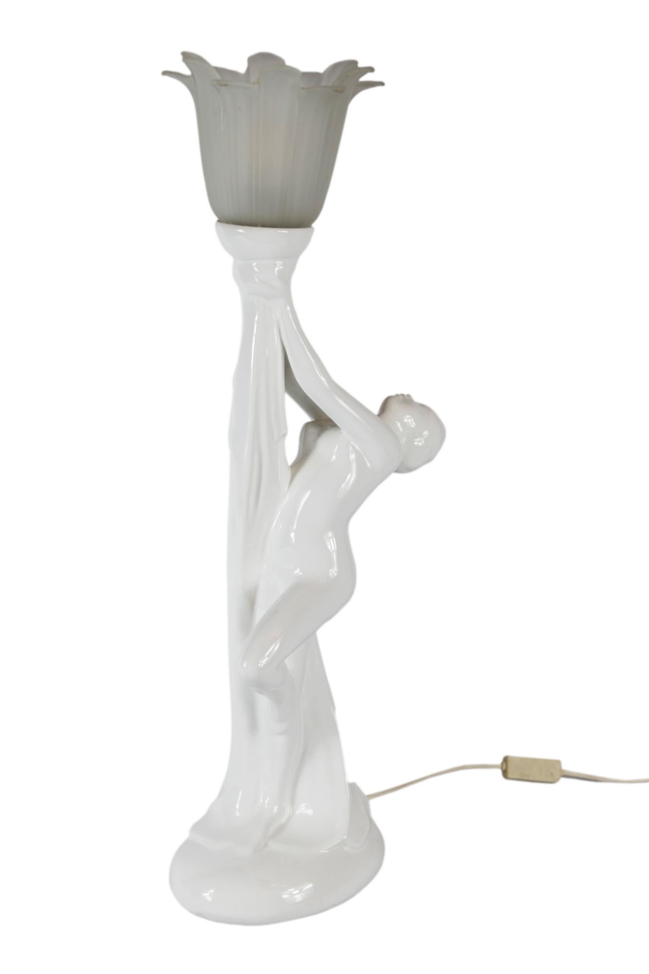 Glazed Art Deco Ceramic Table Lamp