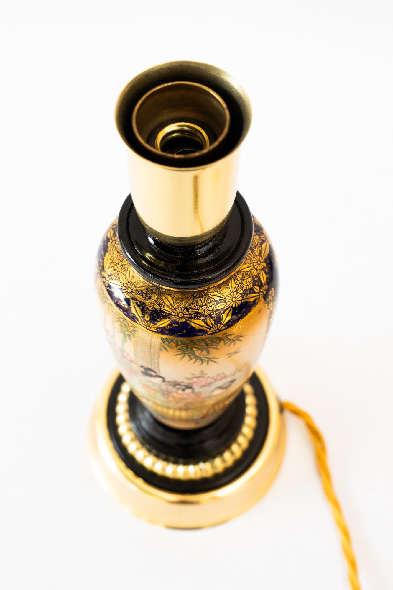 Art Deco ceramic table lamp with fabric shade vienna around 1920s For Sale 12