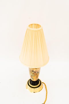 Art Deco ceramic table lamp with fabric shade vienna around 1920s