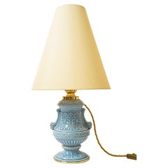 Art Deco Ceramic Table Lamp with Fabric Shade Vienna, circa 1930s