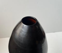 Art Deco Ceramic Tear Drop Vase in Black Lustre Glaze by Sedelin Faaborg