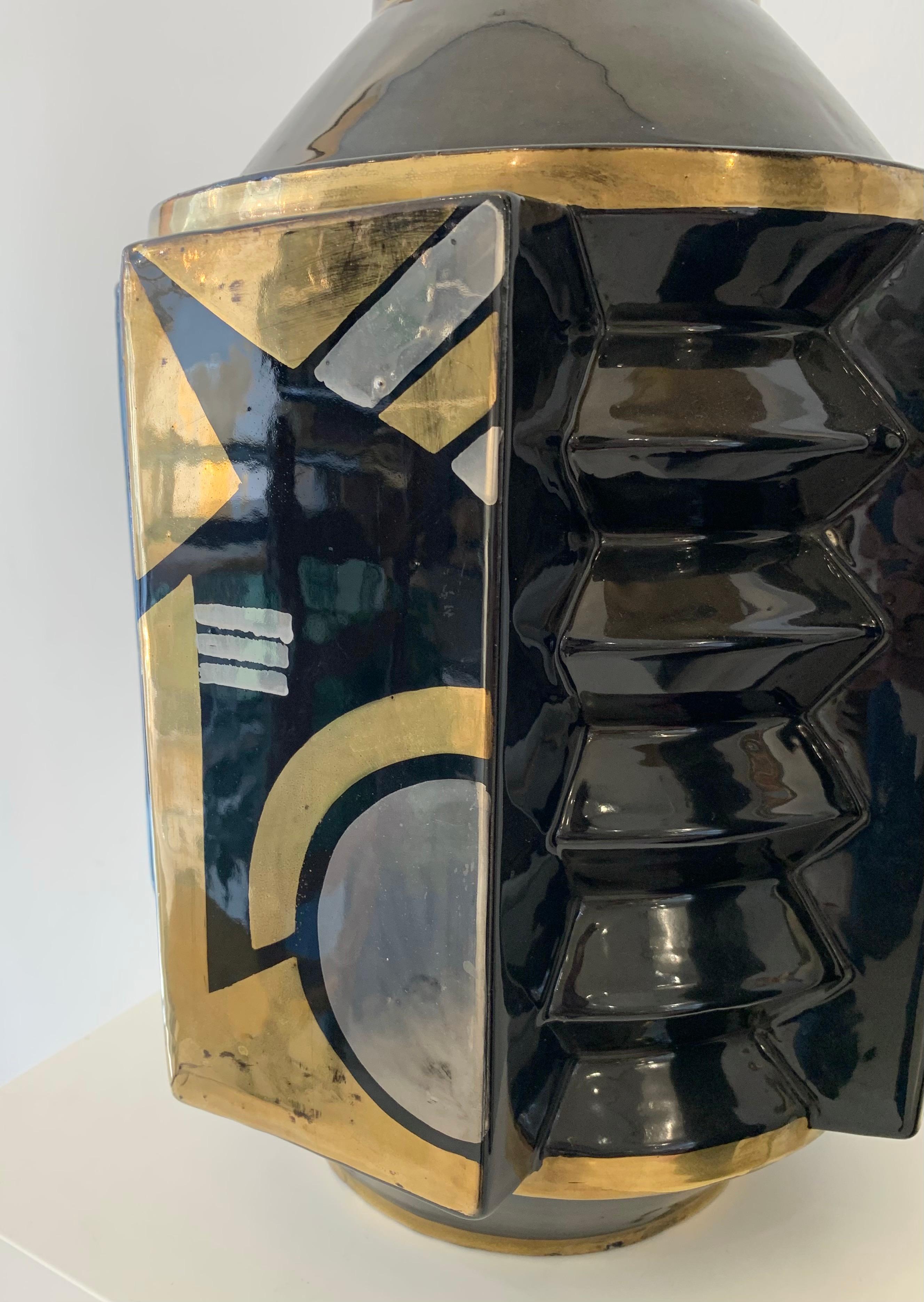 Art Deco Ceramic Vase Attributed to Robert Lallemant, France, 1940s In Good Condition For Sale In Brussels, BE