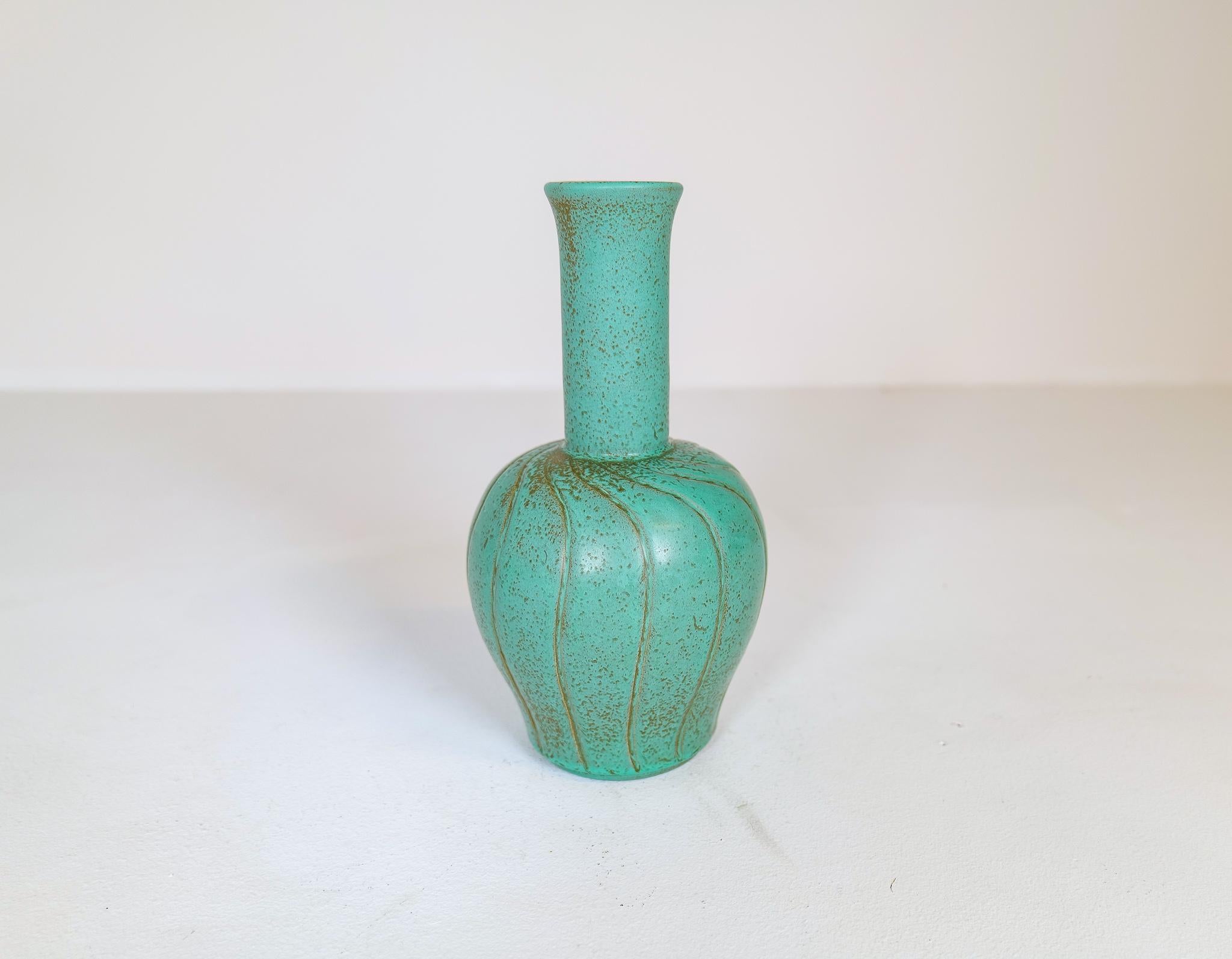 Art déco Vase en céramique Art Déco Bo Fajans Ewald Dahlskog, Suède, 1937 en vente