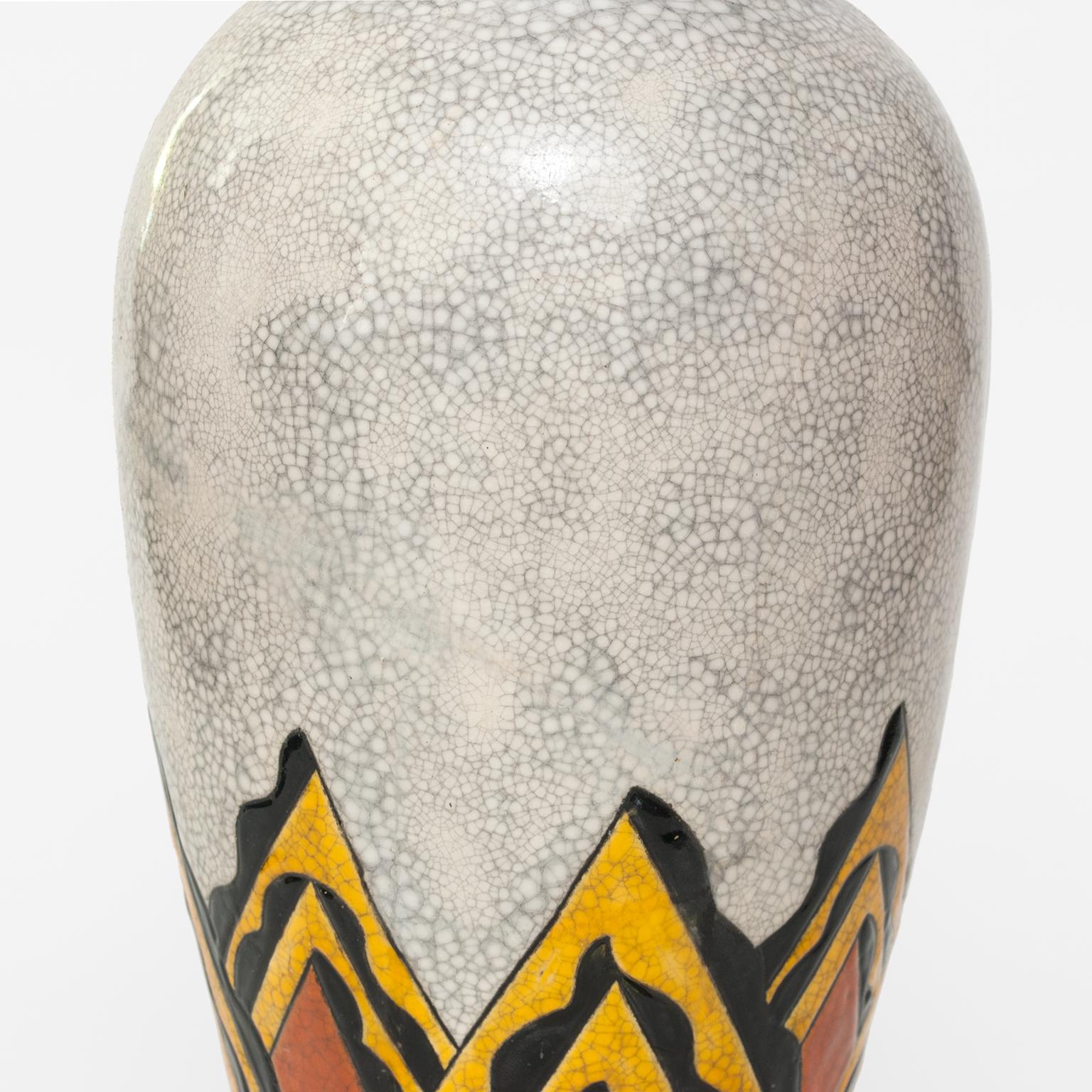Keramikvase im Art déco-Stil von Charles Catteau für Boch Freres, Belgien (Glasiert)