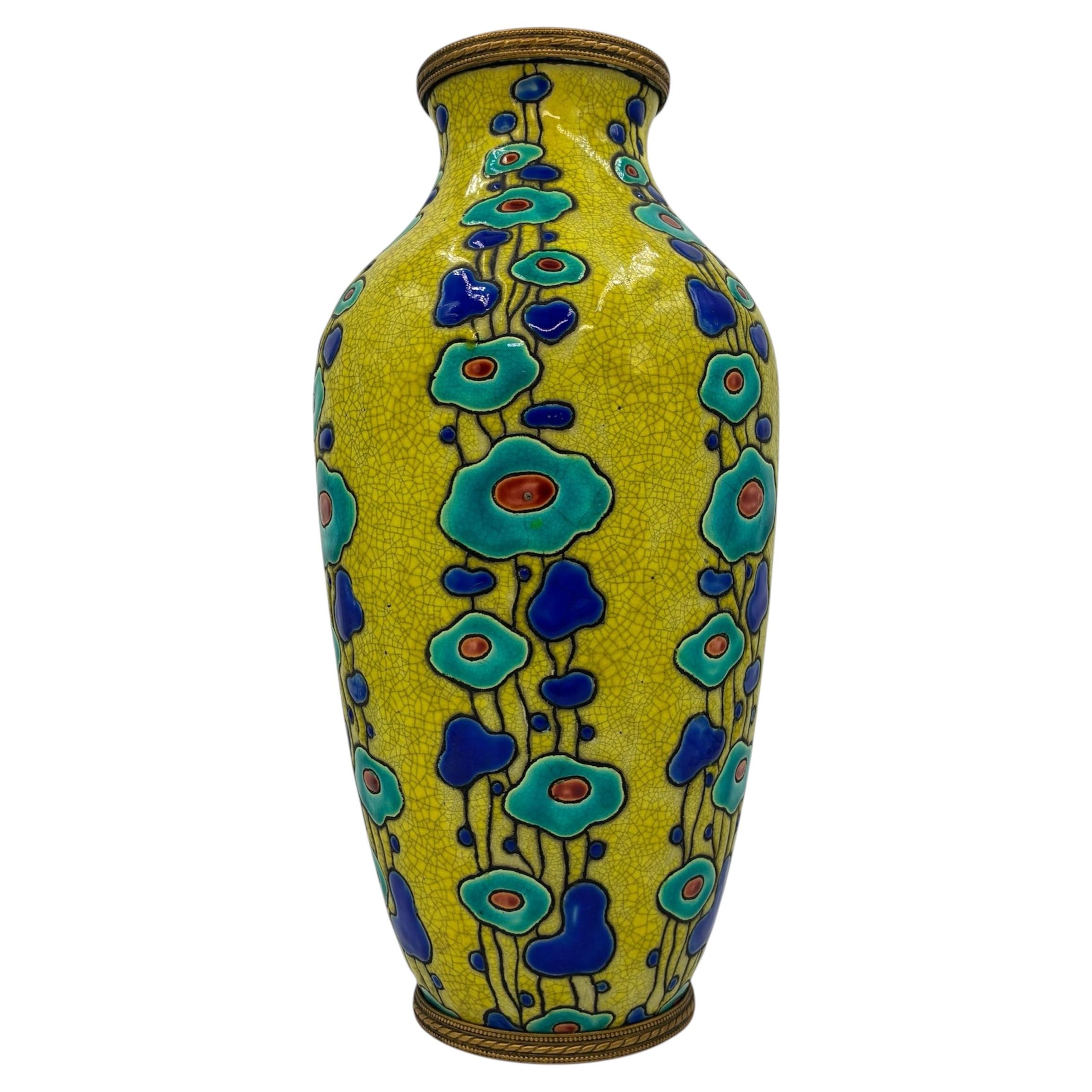 Vaso in ceramica Art Déco di Charles Catteau per Boch Frères, Belgio