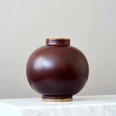 Keramikvase im Art déco-Stil von Gunnar Nylund. Rorstrand, Schweden, 1930er-Jahre. Brown Gold.
