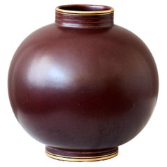 Keramikvase im Art déco-Stil von Gunnar Nylund. Rorstrand, Schweden, 1930er-Jahre. Brown Gold.