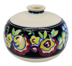 Vase Art Déco en céramique de Sainte Radegonde, France, émail craquelé, 1920