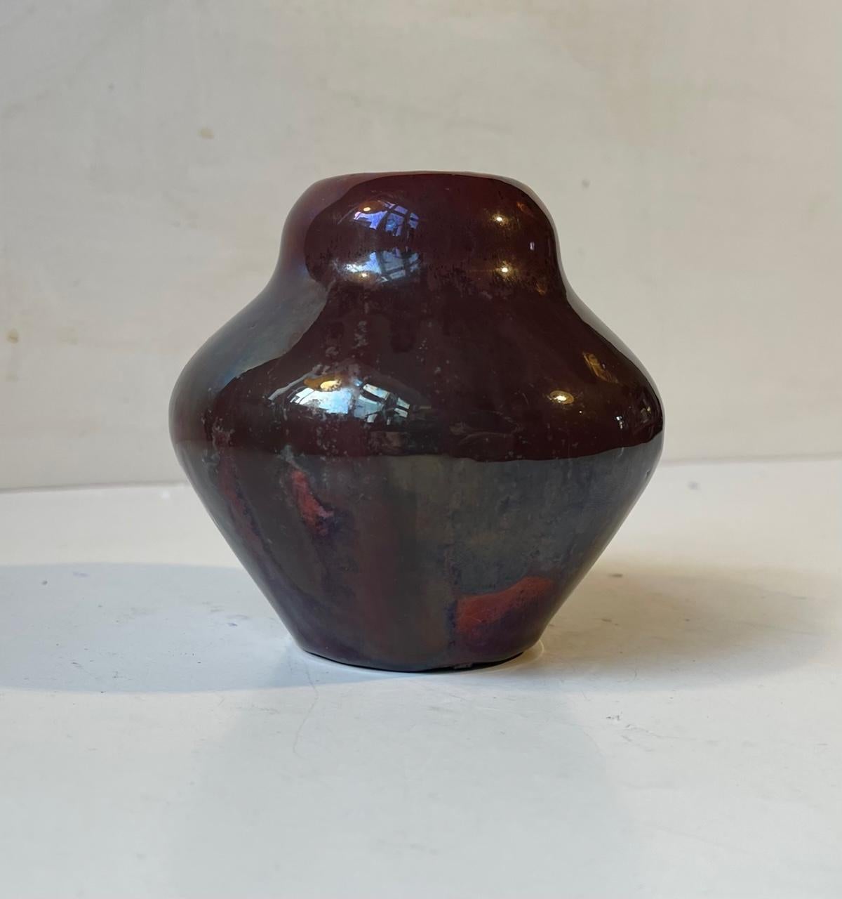 Mid-20th Century Art Deco Ceramic Vase in Copper Glaze by Soren Kongstrand, 1930s For Sale