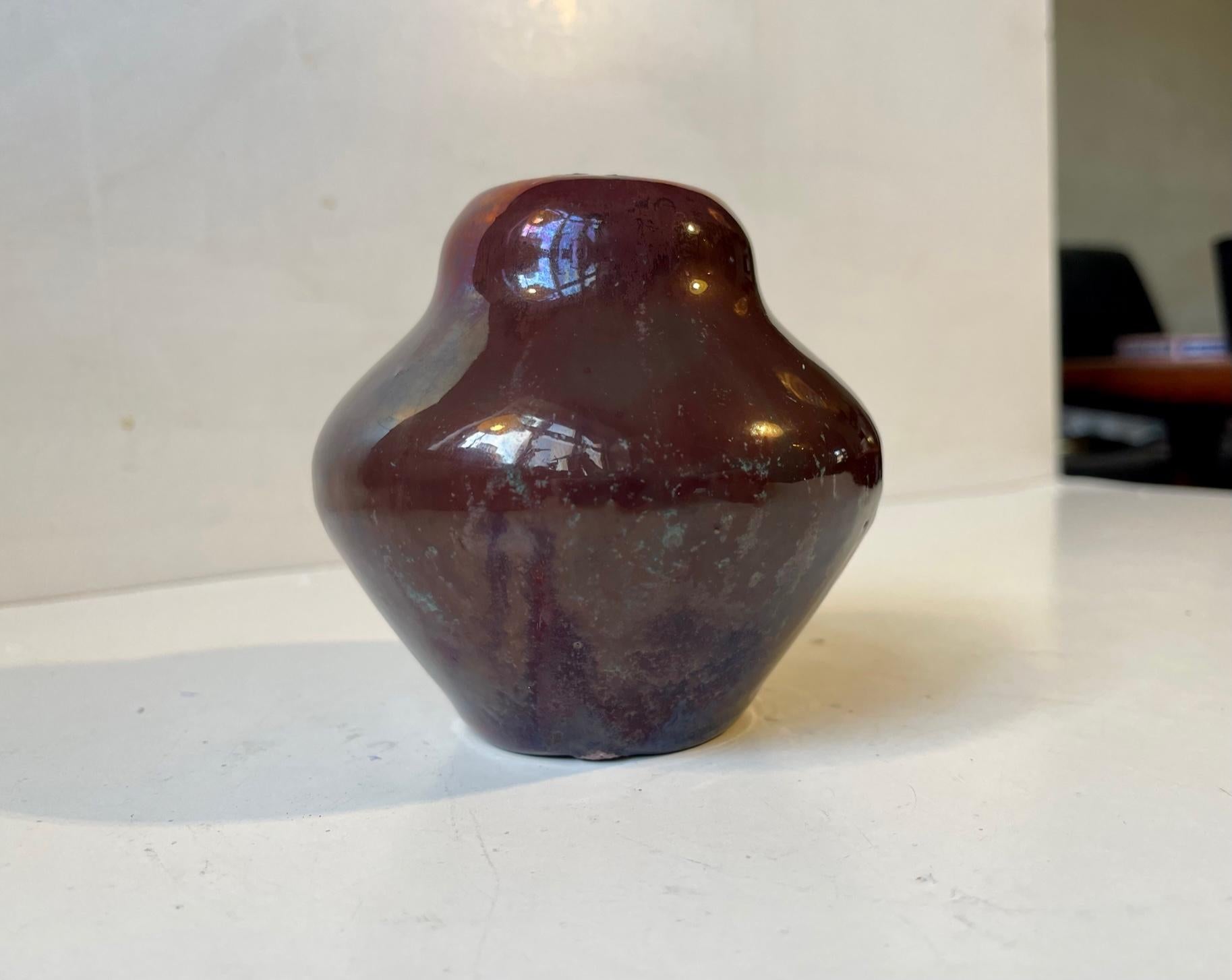 Art Deco Ceramic Vase in Copper Glaze by Soren Kongstrand, 1930s For Sale 1