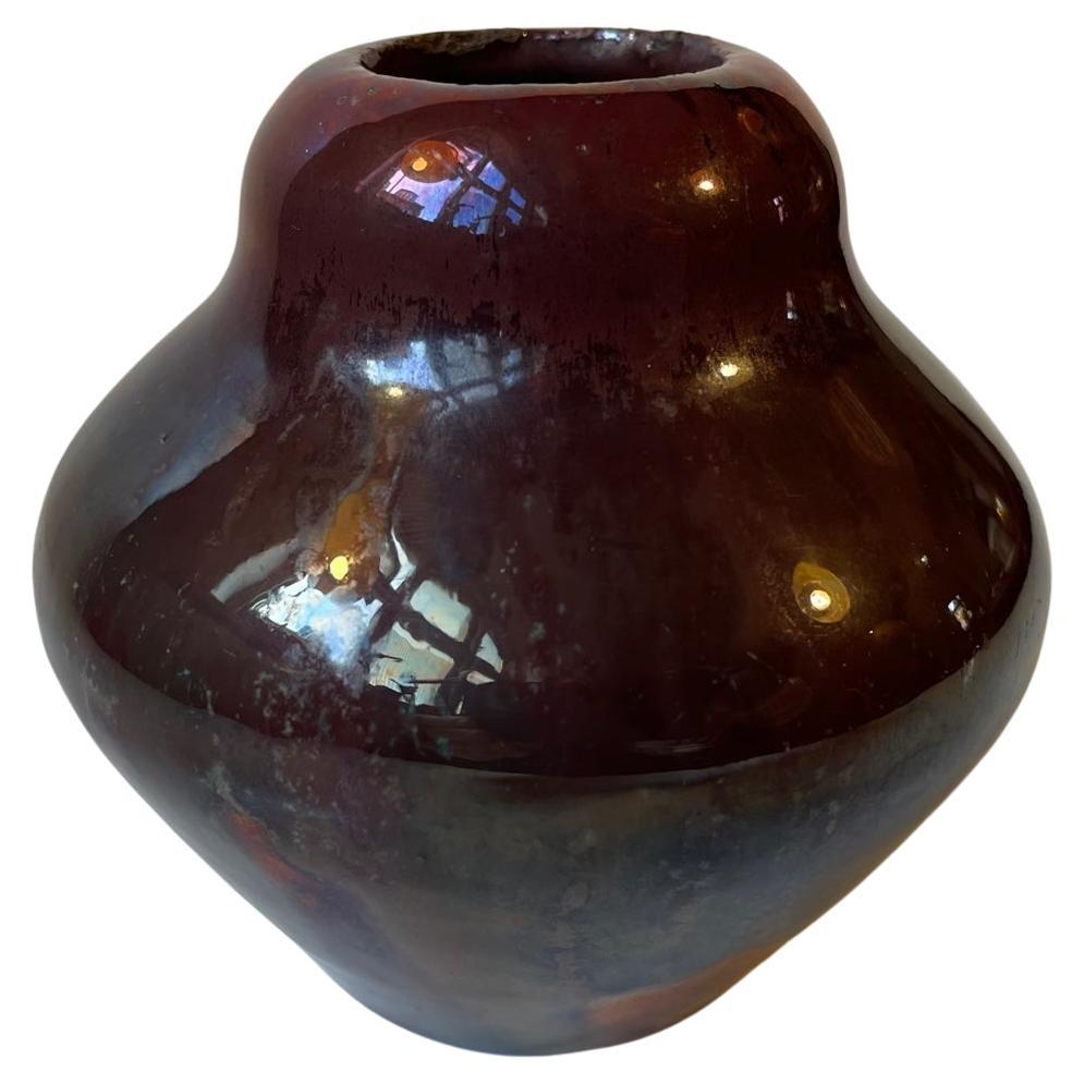 Art Deco Ceramic Vase in Copper Glaze by Soren Kongstrand, 1930s For Sale