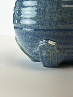 Art Deco Ceramic Vase, Indigo Blue Beehive Form, England, 1930s