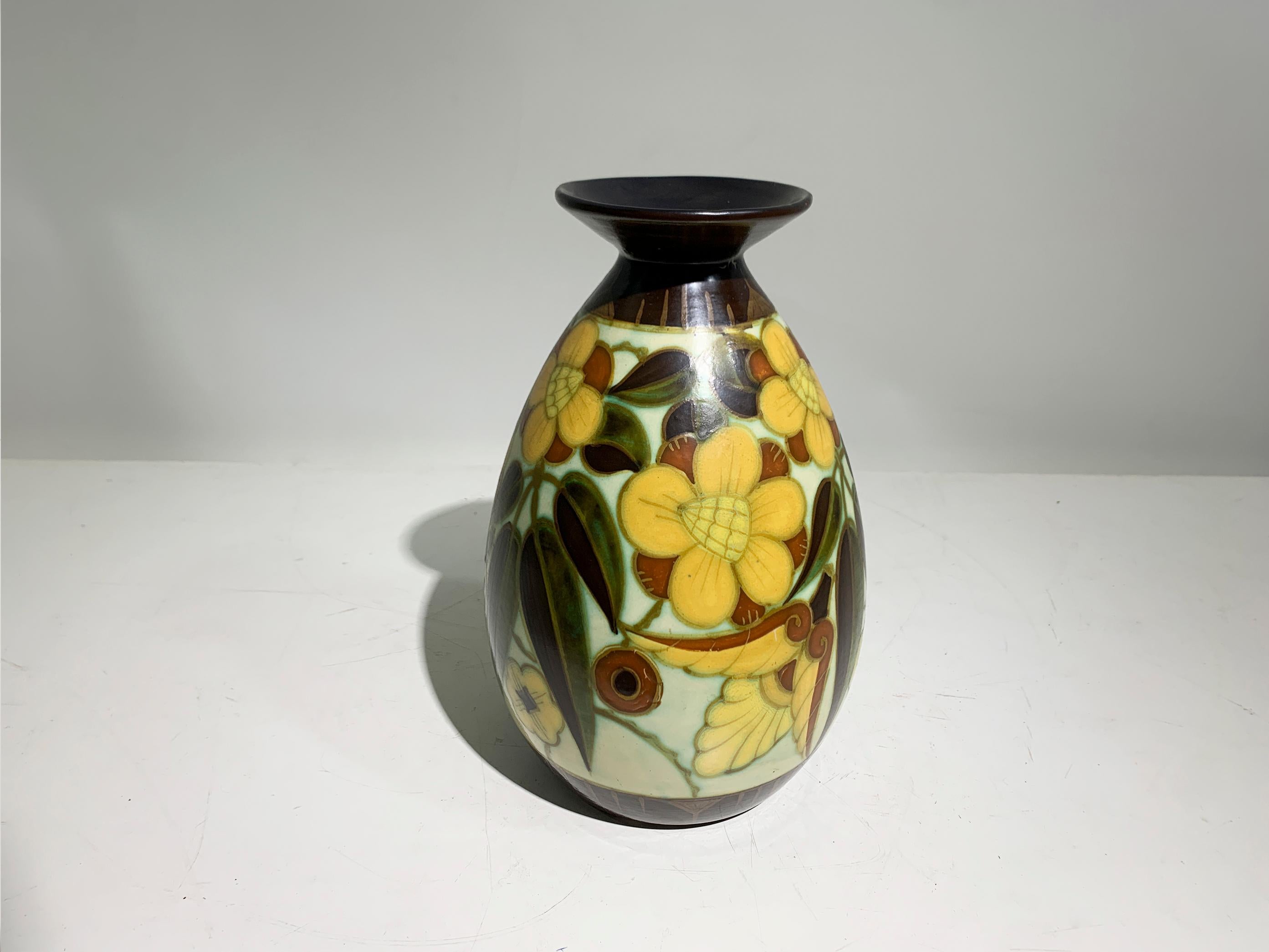 Francese Vaso in ceramica Art Deco firmato  