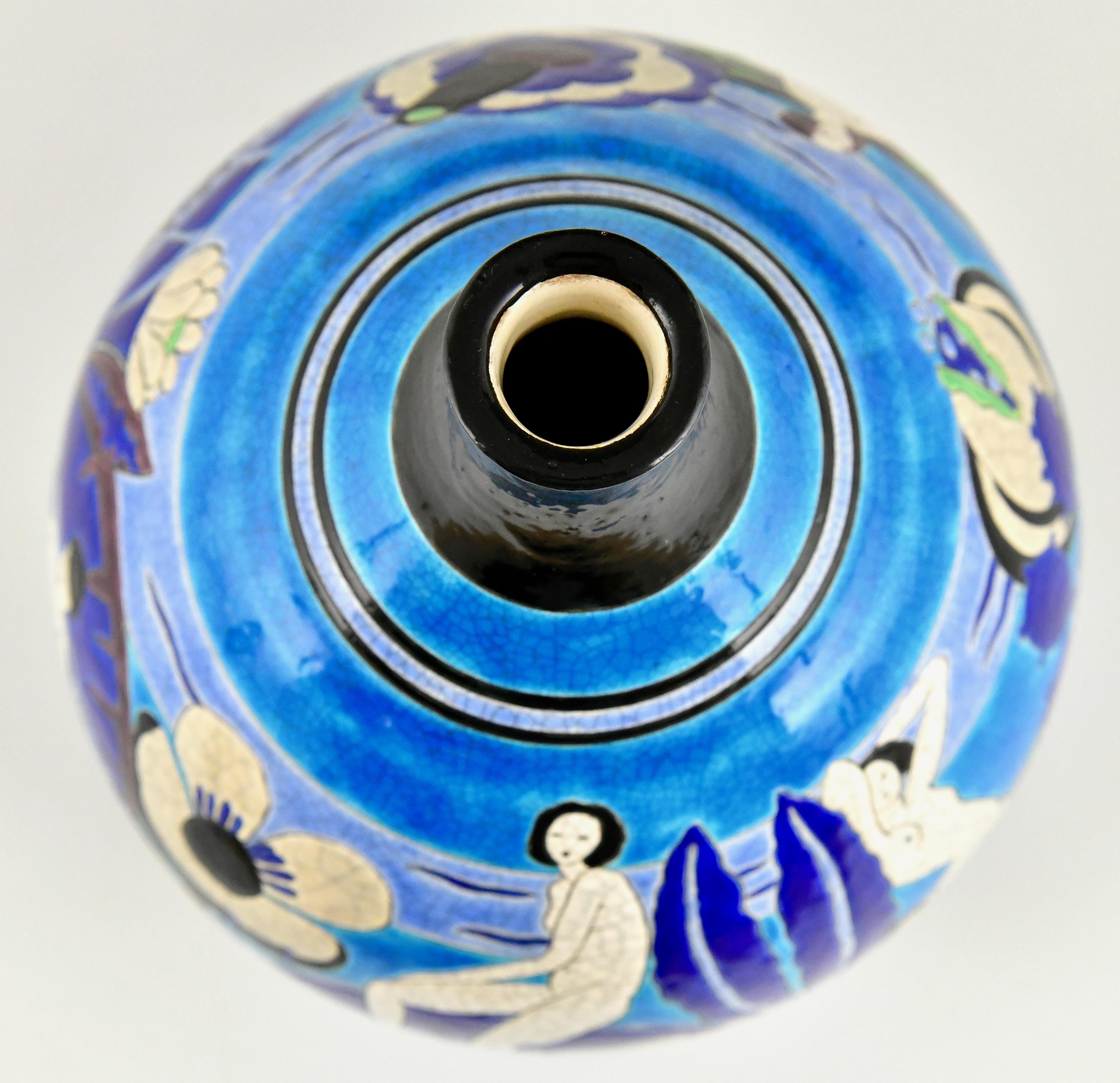 Keramikvase im Art déco-Stil mit Badenden Akten, Baigneuses Primavera Longwy 1925 im Angebot 6
