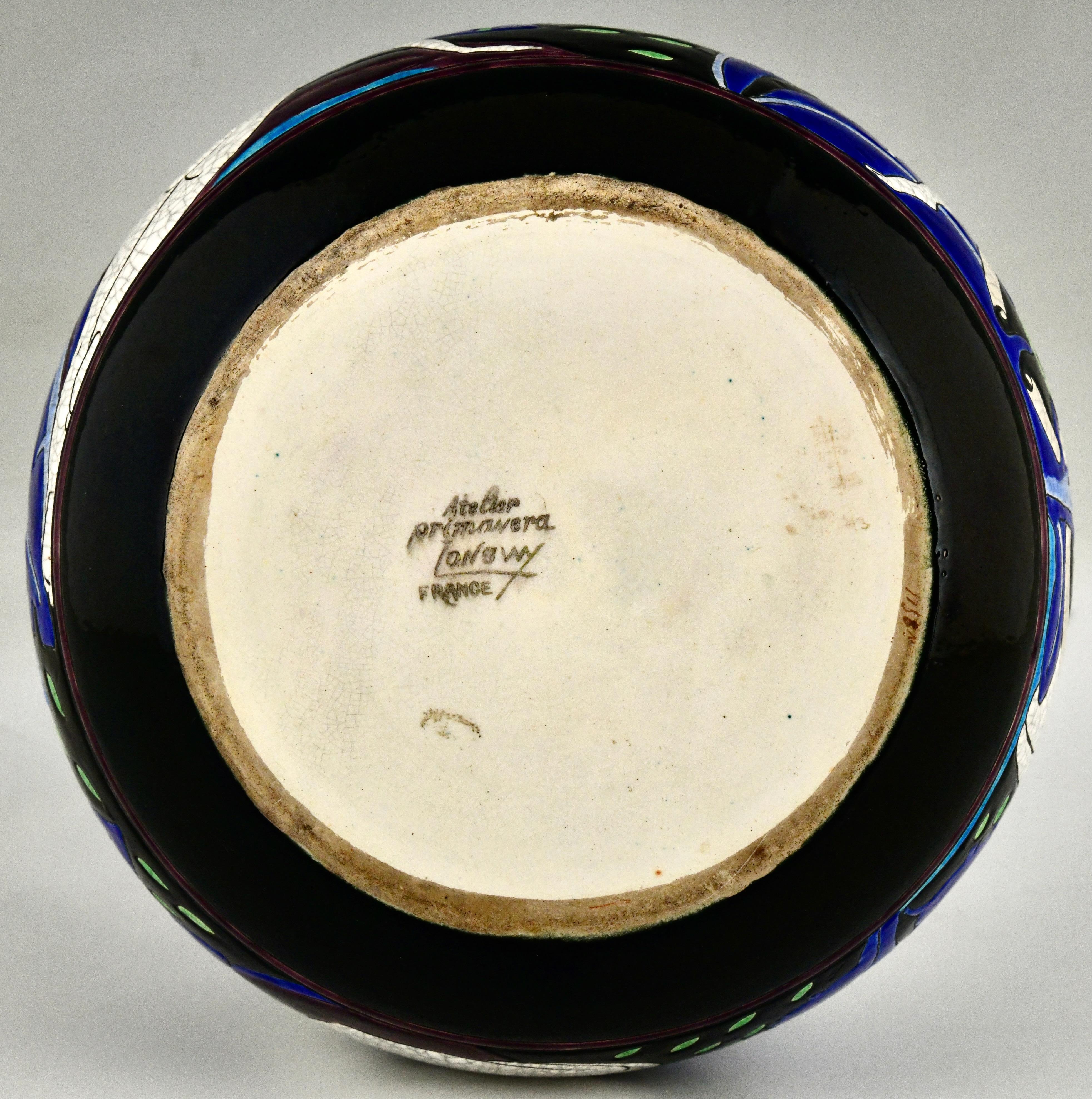 Keramikvase im Art déco-Stil mit Badenden Akten, Baigneuses Primavera Longwy 1925 im Angebot 7