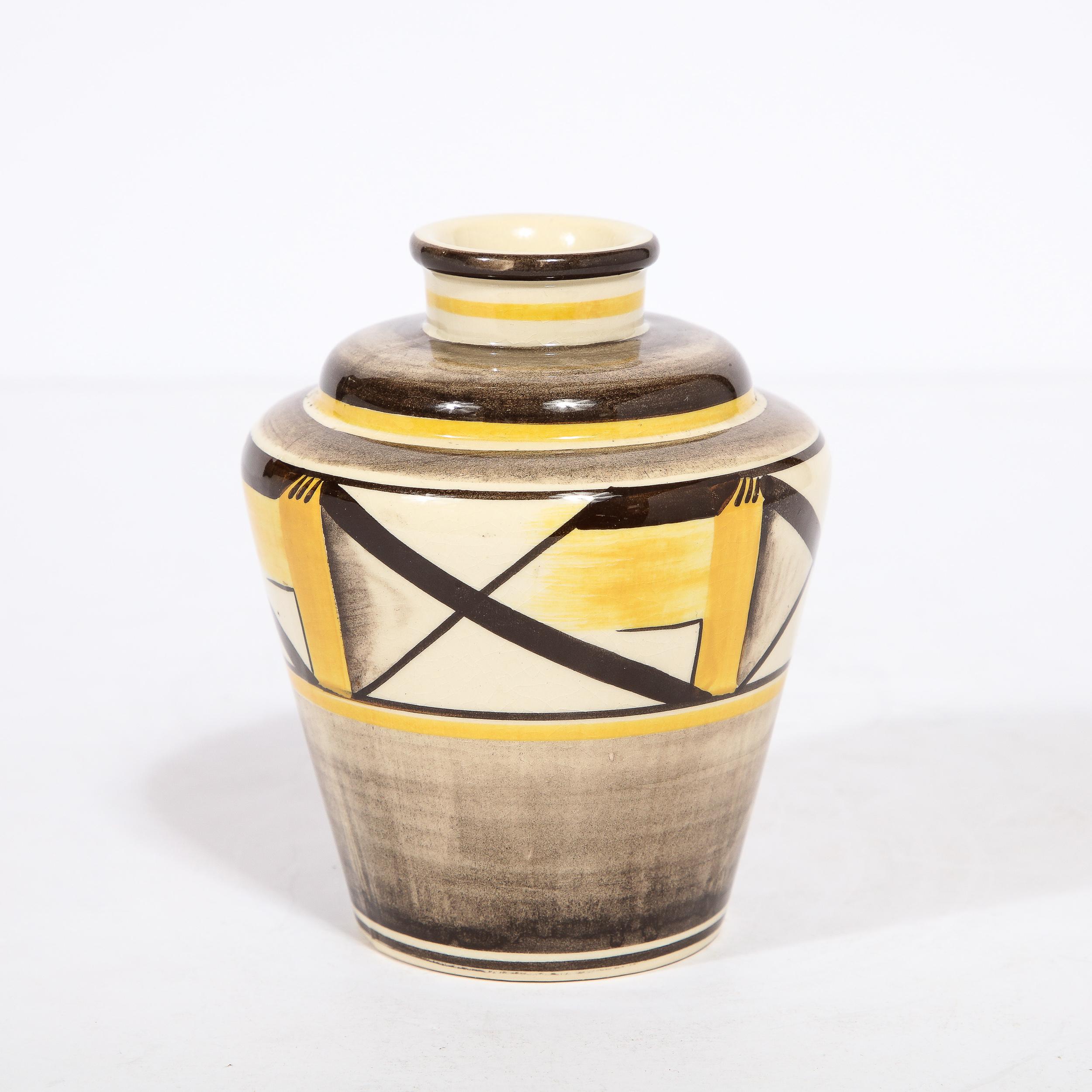 Early 20th Century Art Deco Ceramic Vase with Hand-Painted Detailing by Arthur Percy for Gefle For Sale