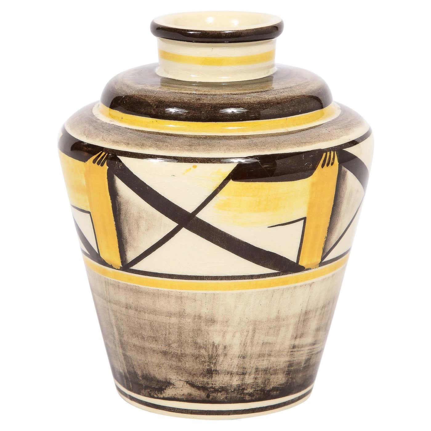 Art Deco Ceramic Vase with Hand-Painted Detailing by Arthur Percy for ...