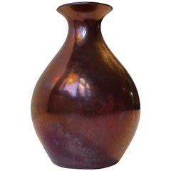 Vintage Art Deco Ceramic Vase with Lustre Glaze by E.B.S Klint, 1930s