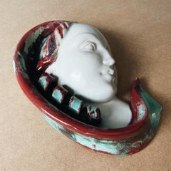 Máscara mural de cerámica Art Déco de Michael Andersen & Son, Dinamarca, años 30