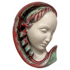 Art Deco ceramic wall mask by Michael Andersen & Sons, Denmark, 1930s